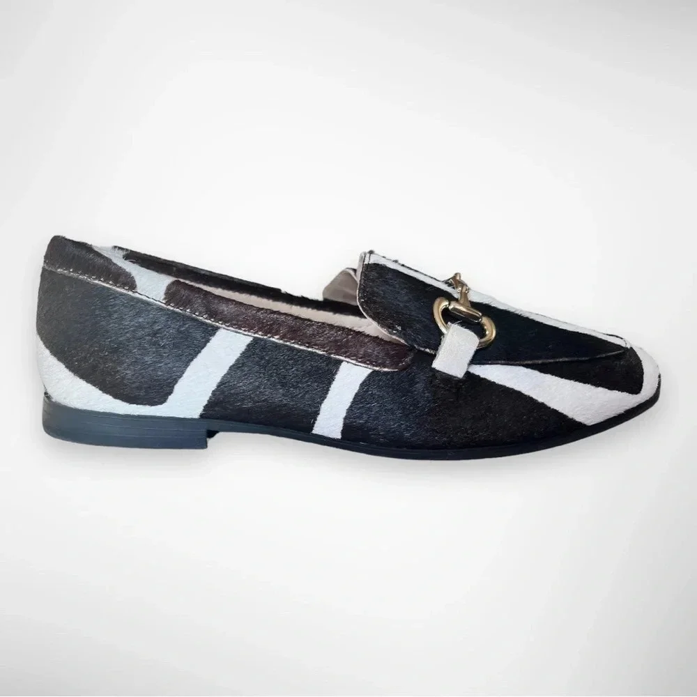 ALFANI Step N Flex Calf Hair Loafers With Brass Horse Bit Detail Size 6‎ | EUC